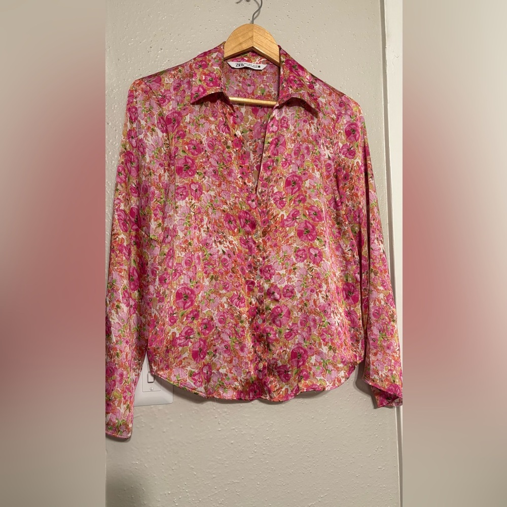 Zara Pink Floral Blouse